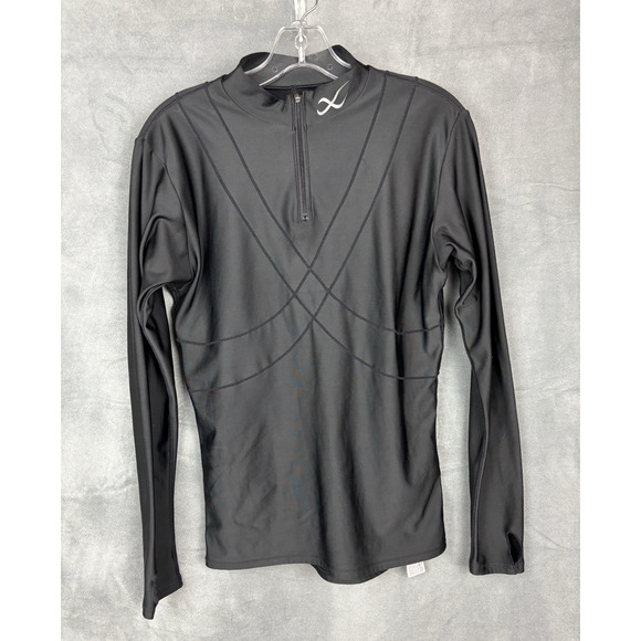 CW-X Women's Black Fleece Pullover 1/4 Zip Top Size M Long Sleeve Thumbhole - Picture 1 of 13